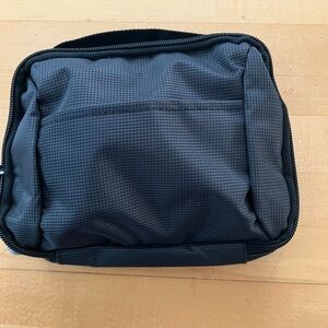 Black Structured Travel Technical Bag with Top Zipper